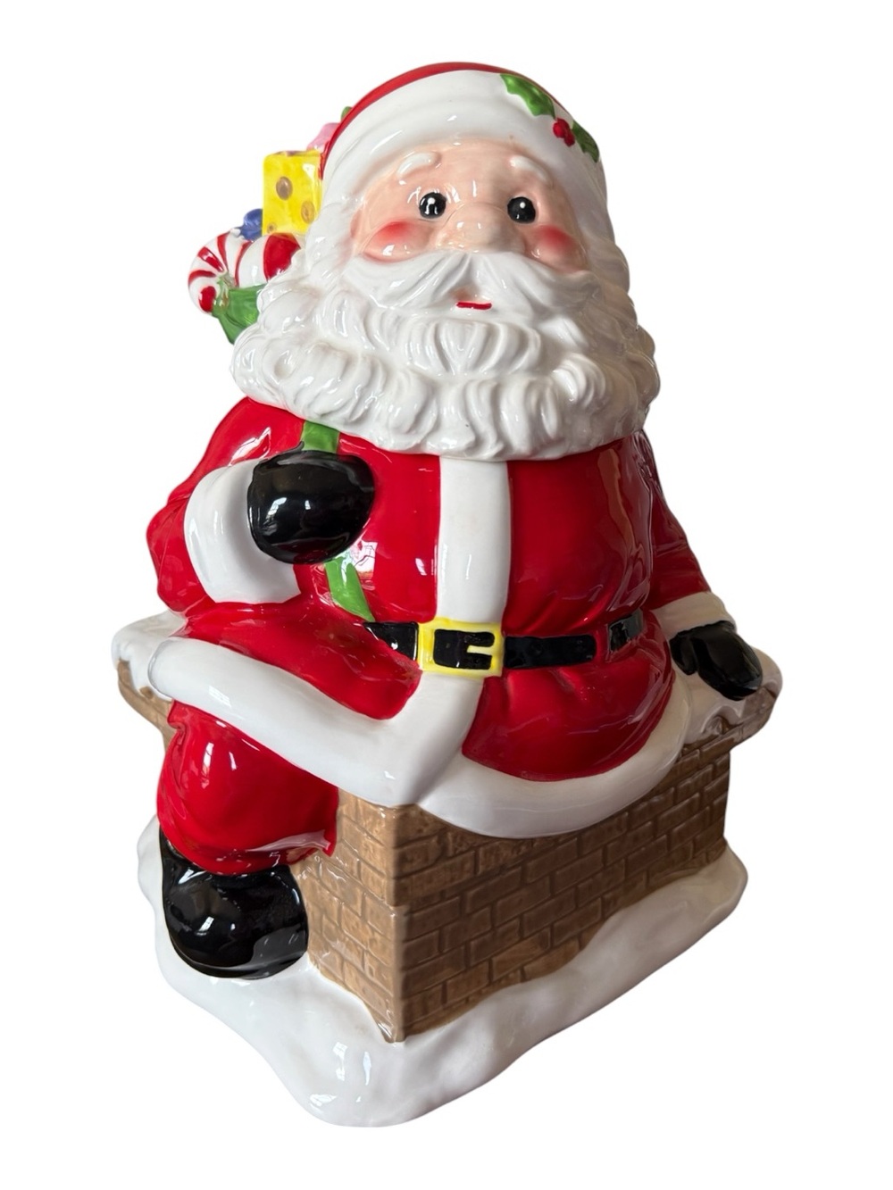 Cheryl’s Cookies Santa Chimney Ceramic Cookie Jar Christmas 12 Inch